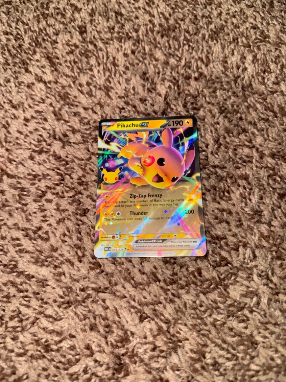 Pikachu EX Pokemon Card 054/128 30th Celebration
